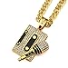Hip Hop Jewelry for Men Tape & Microphone Pendant Necklace Gold Chain