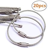 BESSEEK 20pcs Stainless Steel Wire Keychain Cable Key Ring for Outdoor Hiking,6 inch