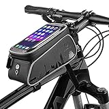 Bike Frame Bag, Cycling Frame Pannier Mobile Phone Holde, Waterproof Resistant Cycling Front Tube Frame Pannier Mountain MTB City Road Bicycle Crossbar Bag Pouch Holder for Smartphone