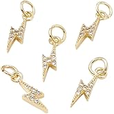 DanLingJewelry 5Pcs Micro Pave Cubic Zirconia Lightning Charms Flash Thunder Charm Weather Lightning Bolt Charms for Jewelry Making Crafts