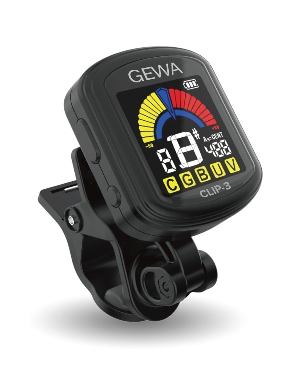 Gewa Tuner CLIP-3 for guitar, bass, ukulele, violin, Rechargeable via USB, Black — image 1