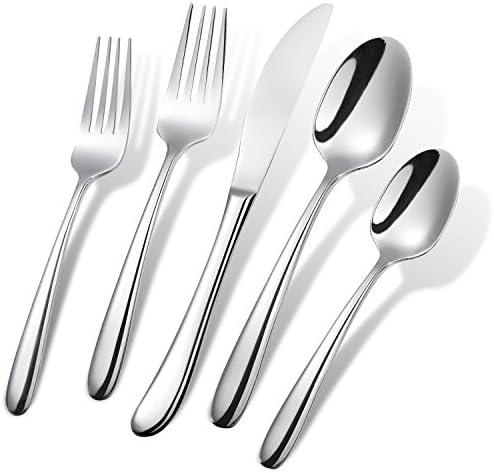 Flatasy Stainless Steel Wave 20 Piece Flatware Set,Forged Restaurant Cutlery Dinnerware Service for 4
