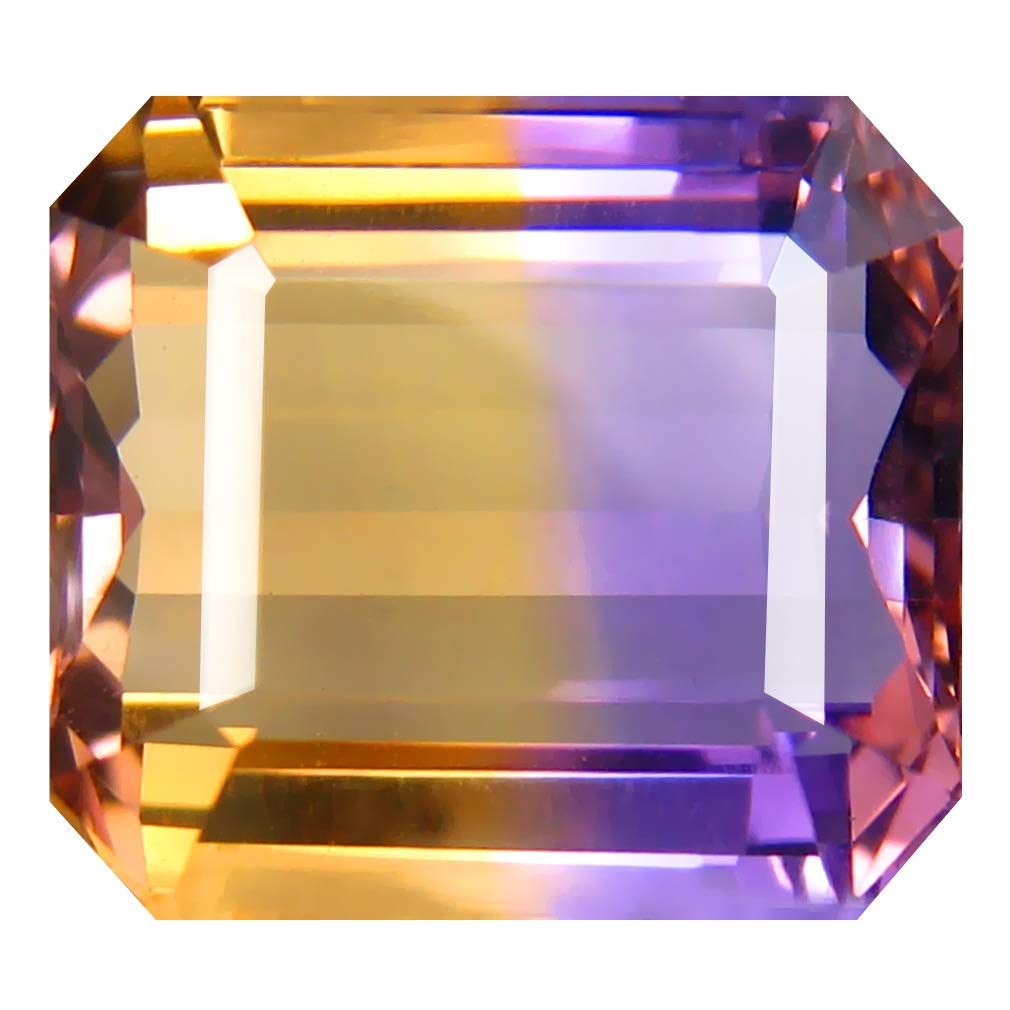 Deluxe Gems 9.23 ct Octagon Cut (13 x 12 mm) Unheated/Untreated Purple and Yellow Ametrine Natural Loose Gemstone