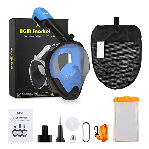 EVOLAND Snorkel Mask Full Face for Adults Youth, Diving Snorkeling Mask Anti-Fog Set with 180° View, GoPro Mount, Easy Breath Dry Top Design, Adjustable Head Straps - Thumbnail 6