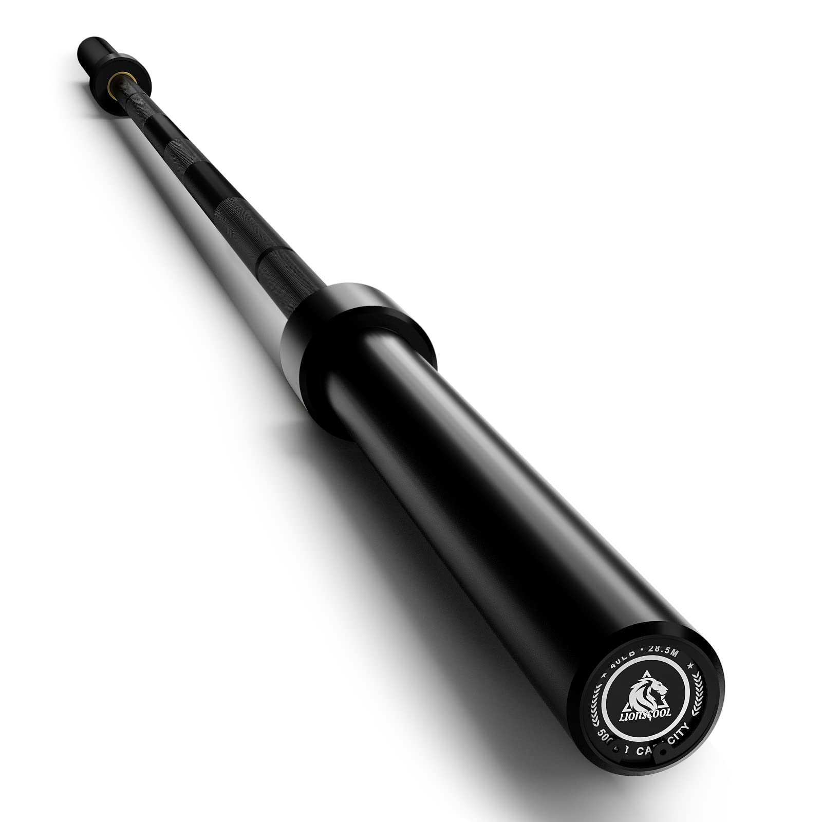 Photo 1 of LIONSCOOL 7ft Olympic Barbell (40lbs Weight, Black E-coating, 500LBS, Center Knurl)