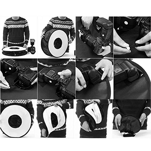 Easy Foldable Round 45cm Softbox Flash Light Speedlight for Canon Nikon Camera Accessories (Black) - Thumbnail 4