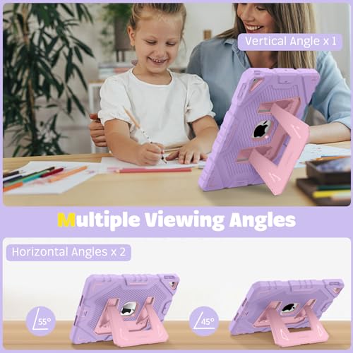 FINTIE Kids Case for iPad 9th / 8th / 7th Generation (2021/2020/2019) 10.2 inch, Fully-Body Rugged Heavy Duty Shockproof Protective Case w/Built-in Kickstand for Boys & Girls, Purple