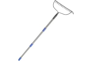 MIYA Garden Rake Heavy Duty Bow Rake with 60" Stainless Steel Handle Metal Rake for Lawn with 14 Tines