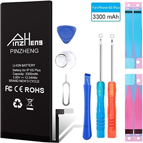 Pinzheng Apple iPhone 6S Plus Battery Brand New 0 Cycle 3300mAh High Capacity Li-Ion Battery Replacement Tool Kit For IP6S+ (5.5 Inch) All Models A1634 A1687 and A1699 [1 Year Warranty]