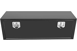 COOLBAG 48 Inch Underbody Truck Box Steel Storage Tool Box,48" x 14" x 16" Tool Chest Organizer w/Lock and Keys For Pickup,Truck Bed, RV, Trailer,Heavy Duty Waterproof Black box