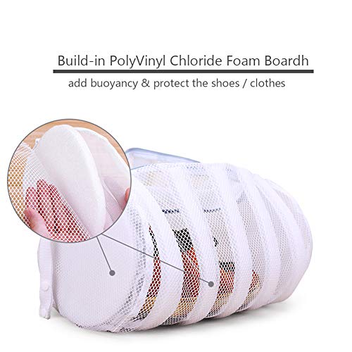 HONOMA Large Mesh Laundry Bags,Two Separated Bags for Shoes,Underwear, Hosiery, Stocking, Underwear, Bra Lingerie,Baby Clothing in-Wash Cleaning (White) - Thumbnail 2