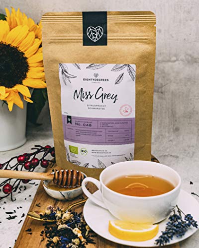 Miss Grey Schwarztee BIO - 100g - Premium Earl Grey Mischung mit Bergamotten Aroma (lose Blätter) 100% biologischer… – Bild 3