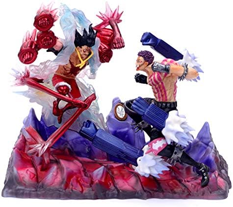 Qdegui 10 inch One Piece Model Action Figure Toy PVC Charlotte Katakuri VS Luffy Statue Gift Children's Toys