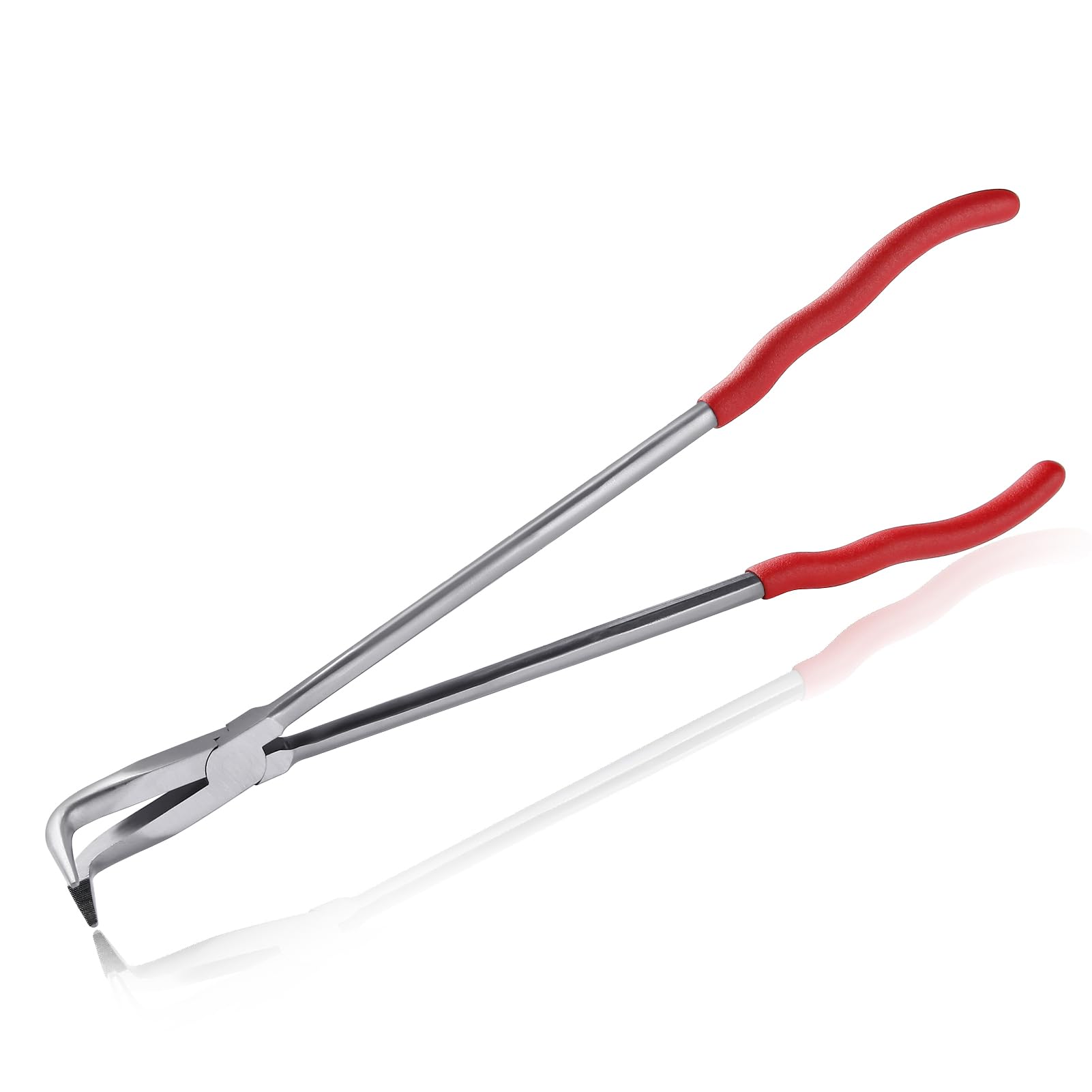 SPEEDWOX 15-Inch 90 Degree Needle Nose Pliers - Extra Long, Carbon Steel, Red, Ergonomic Grip
