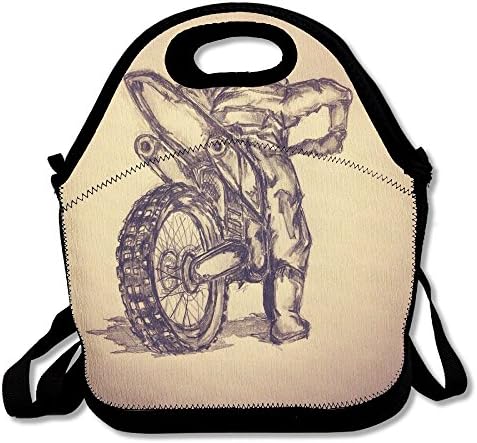 PengYou Motorcross Tattoo Sketch By Lunch Tote Bag Lunchbox With Adjustable Shoulder Strap For Work Kids Women Men