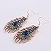Frogwill Womens Crystal Hook Earrings Sparkling Rhinestone Peacock Feather Dangle Earrings (Blue)