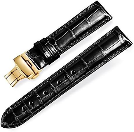 Real Alligator Leather Replacement Watch Strap Deployment Buckle for Men's Watch Band and Women's Watch Band 18mm 19mm 20mm 21mm 22mm 23mm 24mm