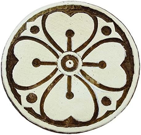 Knitwit Floral Decorative Blocks Textile Printing Block Art Brown Indian Wood Stamps