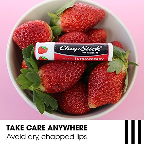 ChapStick Classic (1 Blister Pack of 3 Sticks, Strawberry Flavor) Skin Protectant Flavored Lip Balm Tube, 0.15 Ounce Each - Thumbnail 5