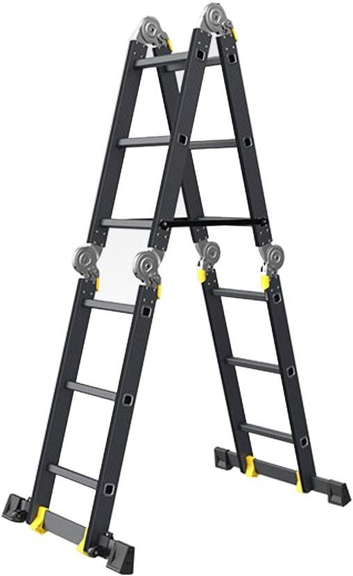 Mehrzweckleiter,Vielzweckleiter,3,7m 6 in 1 Alu Leiter Klappleiter Haushaltsleiter Arbeitsleiter Anlegeleiter Steigleiter Arbeitsbühne Multifunktionsleiter Gelenkleiter (4x3 Stufen)