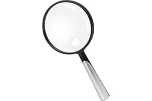 Feosky Handheld Reading Magnifier, 10X 30X Magnifier, 75mm Shatterproof Lens, Non-Slip Handle for Adults Close Work, Seniors Reading and Kids Nature Exploration(Silver)