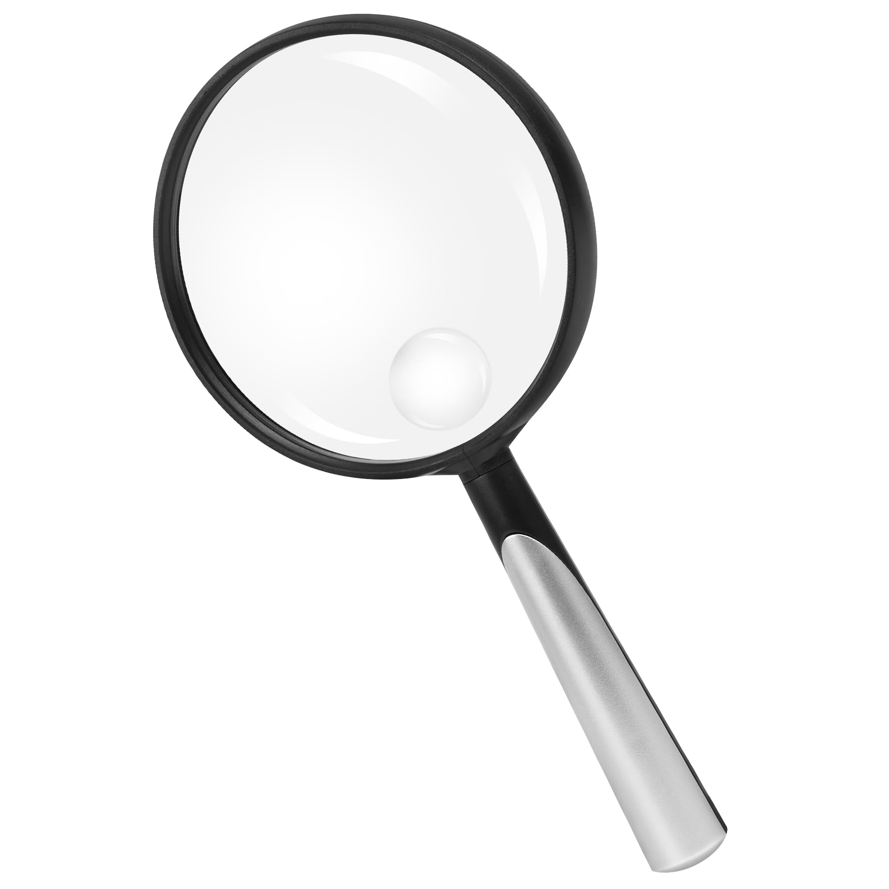 Photo 1 of Feosky Handheld Reading Magnifier, 10X 30X Magnifier, 90mm Shatterproof Lens, Adults Close Work Non-Slip Handle for Seniors Reading and Kids Nature Exploration, Insect and Hobby Observation(Silver)