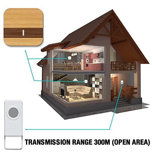 Wireless Doorbell, Doorbell Kit Included Battery, Plug in Cordless Door Chime Kit, Wirless Doorbell Kit Support MP3 Doorbell with 1000-feet Range, 52 Chimes, Waterproof Button, appropriate for Plug in Door Entry Bell, Ring Doorbell, Electri
