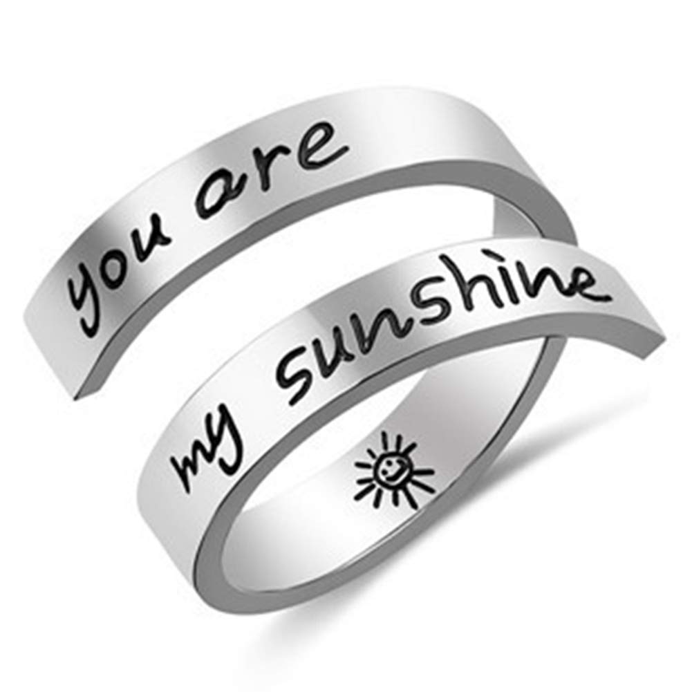 Kucheed Inspirational Rings for Women Men, Stainless Steel Engraved I am Enough Thumb Ring Jewelry, US Size 8-9 Spiral Wrap Twist Band, Personality Encouragement Finger Ring Birthday Gifts (A8)