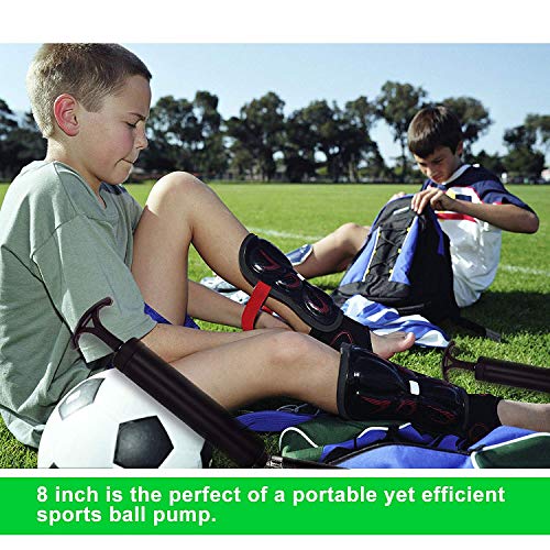 MINGRU Ball Pump for Basketball, Soccer, Volleyball, Rugby, Water Polo Ball & Other Inflatables Air Pump, Needles and Nozzles Included (2 Pack - Black, 8")