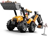 LEGO City Yellow Backhoe Loader Construction Vehicle Toy 60480 2 Minifigs view 4