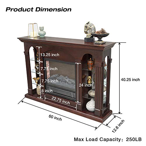 GOOD & GRACIOUS Electric Fireplace TV Stand for Up to 65" Flat Screen