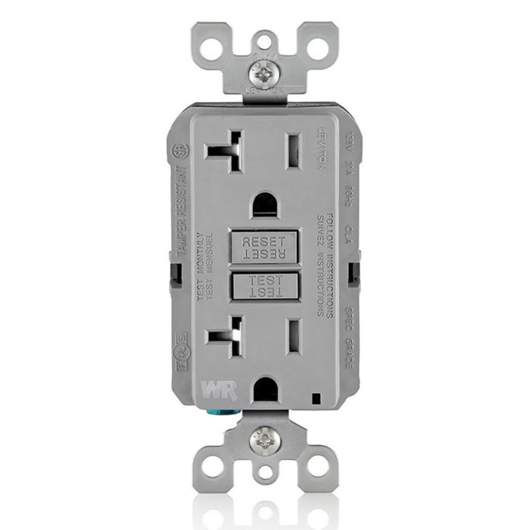 Photo 1 of ***WHITE*** Leviton Self-Test SmartlockPro Slim GFCI Weather-Resistant and Tamper-Resistant Receptacle with LED Indicator, GFWT2-GY,