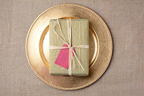 Tiger Chef 13-inch Gold Round Beaded Charger Plates, Set of 2,4,6, 12 or 24 Dinner Chargers (6-Pack)