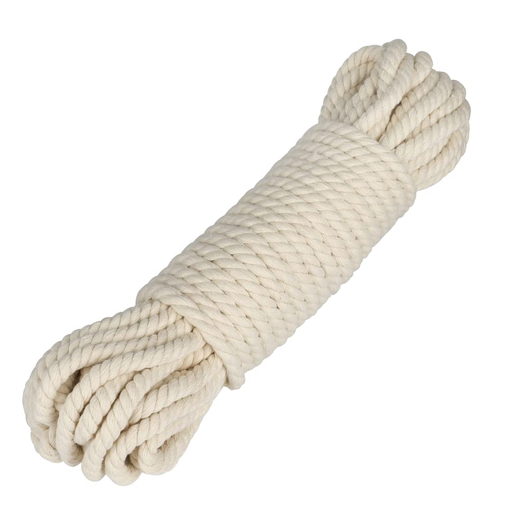 jijAcraft 8MM Thick Cotton Rope, 20M White Noose Soft Rope, Macrame Cord for Wall Hanging, Garden Plant Hanger, Knitting, Home DIY Crafting Decoration