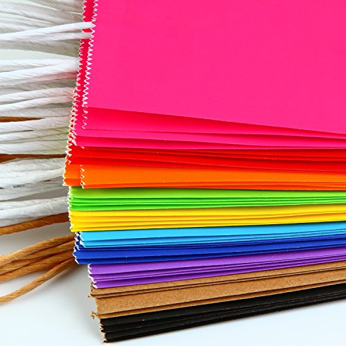 Coobey 20 Pieces Paper Party Bags Gift Bag Kraft Bag with Handle for Birthday, Tea Party, Wedding and Party Celebrations, Multicolour (Set D)