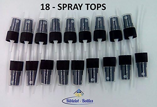 Aromatherapy Top Essential Oils Fine Mist Spray Nozzle Set of 18 Essential Oil Diffuser Caps Fits Glass Bottles 5ml &amp; 15ml &amp; 1oz w/18mm Aromatherapy Spray Caps | BIBLELOT-BOTTLES(18)