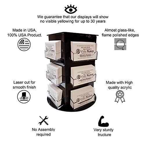 Clear Choice Deluxe Rotating Business Card Display | Great for Medical Offices, Law Firms, Banks, Real Estate Offices, Retail Stores, Schools and Much More | Counter-top Black (12 Pocket)