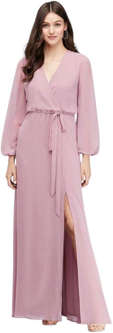 pink wrap bridesmaid dress