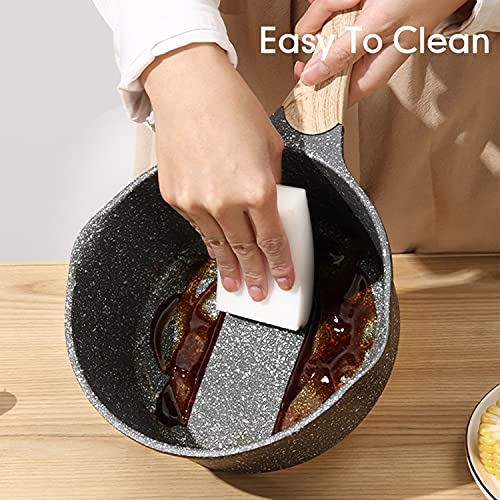 JEETEE 1.5 Quart Saucepan with Lid Nonstick Stone Coating Sauce Pan