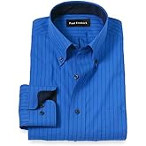 Paul Fredrick Men's Classic Fit Non-Iron Cotton Stripe Dress Shirt