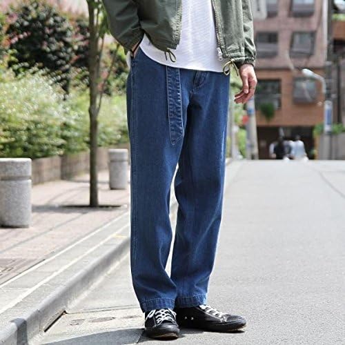 Amazon コーエン メンズ Coen デニムワイドテーパードベルテッドパンツ Cobalt Small ロングパンツ 通販