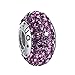 Boruo Charms 925 Sterling Silver Czech Crystal Amethyst Glass Ball Beads Spacers February Birthstone Threaded Core Charm Fit All Bracelets.