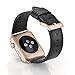 CINORS Leather Band Compatible/Replacement for Apple Watch 38mm 40mm Genuine Leather Black Bands Replacement Loop Strap with Rose Gold Buckle for iWatch Series 6 5 SE 4 3 2 1
