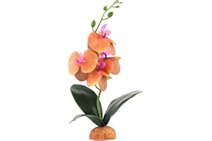 WOLEDOE Artificial Orchids Plants, Reptile Terrarium Decor, Bearded Dragon Tank Accessories fit Crested Gecko Leopard Lizard Chameleon Tarantula Snake Frog - Yellow