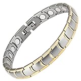 Willis Judd Womens Two Tone Titanium Magnetic Bracelet with Link Removal Tool, 7.5