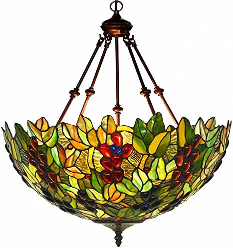 Chandeliers,Magcolor Tiffany Style Stained Glass Raisin Grape Hanging Lamp with 18 inches Handmade Lampshade, Suitable for Decorating Room