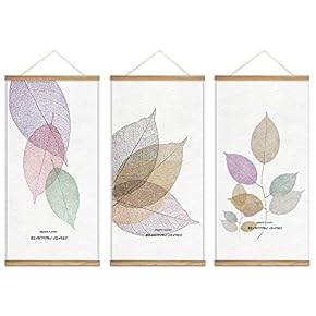 Hanging Poster with Wood Frames Beautiful Green Plants Home Wall Canvas Prints Ready to Hang - 18"x36"x3 Panels