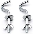 Zinc Heavy-Duty Replacement Hooks Holding Hammock Fit 3/8 Inch Dia. 1-1/4 to 2 Inch Long Hole on Hammock Stand - 2 Packs