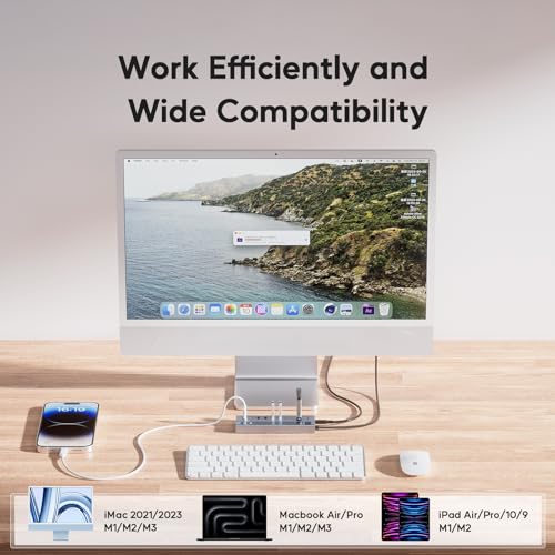 PULWTOP Hub USB C 3.2 ativo com fonte de alimentação, hub USB 3.2 9 em 1 com dados de 3 * 10 Gbps, 4 * USB A 3.1 e 2 * carregamento PD de 45 W (não suporta vídeo e dados) Adaptador de 72 W