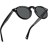 CARFIA Retro Mens Sunglasses Women Polarized UV400 Protection, Small Round Acetate Italian Luxury Style Driving Shades